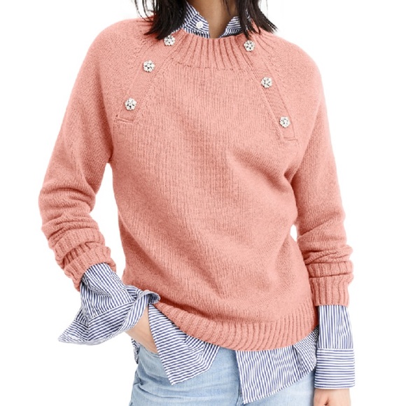 J. Crew Sweaters - J Crew Sweater w/ Jeweled Buttons in Seashell